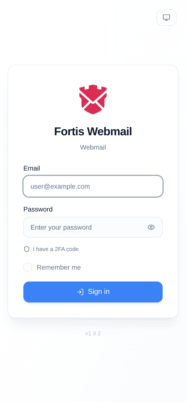 Versão mobile responsiva do Webmail em smartphones