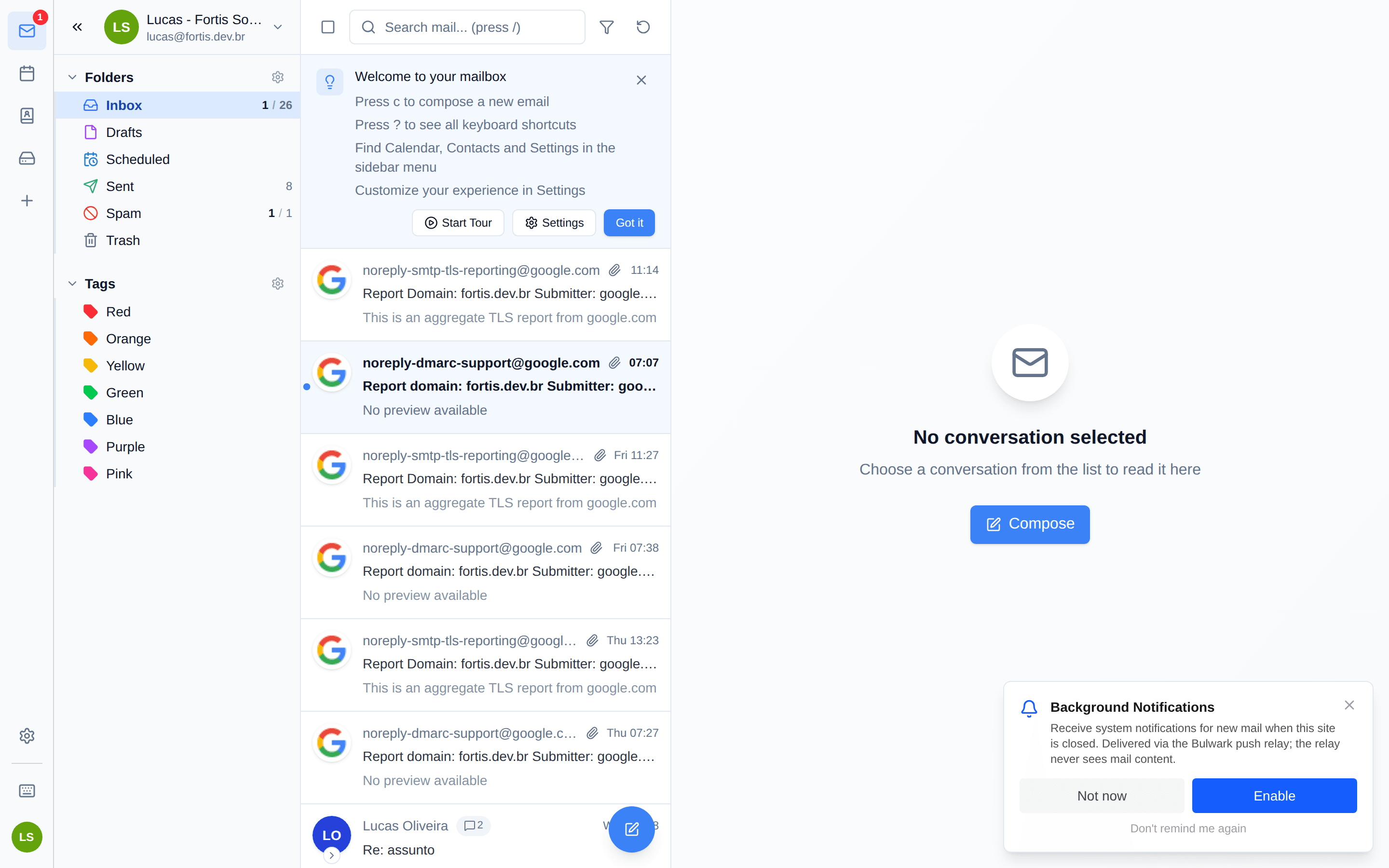 Fortis Mail — infraestrutura de e-mail e entregabilidade